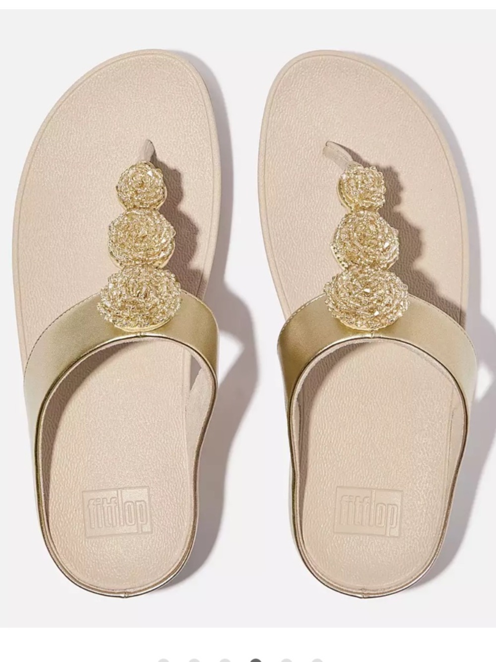 Fitflop Fino Beadie Button Metallic sandals platino NEW‎ 8 - Picture 2 of 6
